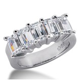 5 Stone Emerald Cut Diamond Wedding Band